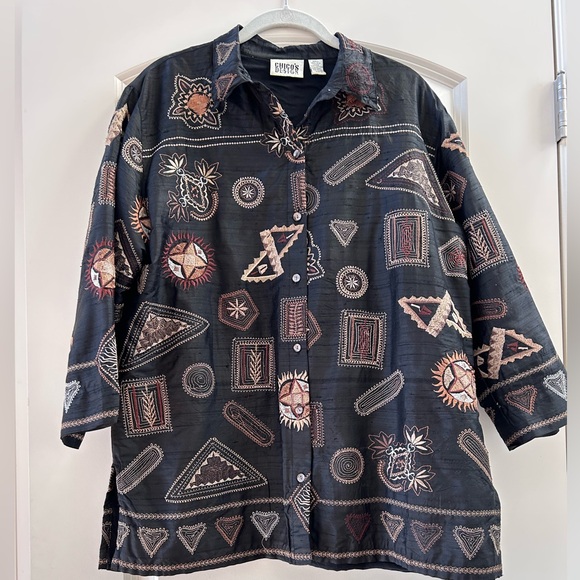 Chico's Jackets & Blazers - Vintage Chicos 100% Silk Fully Embroidered Jacket. Size 2. 80’s. Golden Girls.